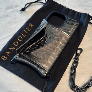 Bandolier Metallic Croc Phone Case with Wristlet - iPhone 15 pro max